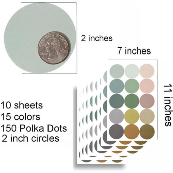 2-inch Polka Dot Wall Decals For Girl Bedroom150 Boho Rainbow Wall Decal Sticker - Picture 3 of 7